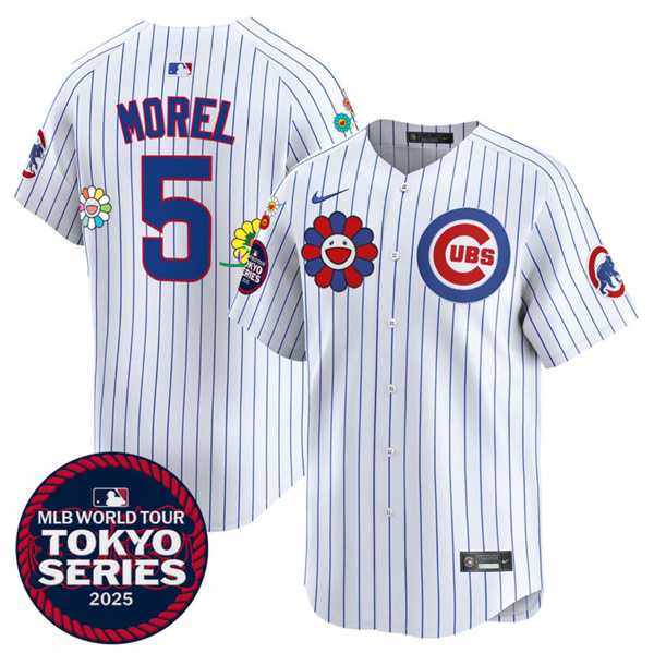Men%27s Chicago Cubs #5 Christopher Morel White 2025 Tokyo Series Limited Stitched Jersey Dzhi